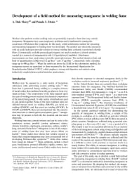 Image of publication Development of a Field Method for Measuring Manganese in Welding Fume