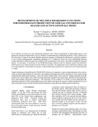 Image of publication Development of Multiple Regression Functions for Performance Prediction of Gob Gas Ventholes for Sealed and Active Longwall Mines