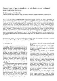 Image of publication Development of New Protocols to Evaluate the Transverse Loading of Mine Ventilation Stoppings