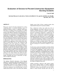 Image of publication Evaluation of Devices to Prevent Construction Equipment Backing Incidents