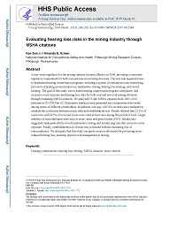 First page of Evaluating Hearing Loss Risks in the Mining Industry Through MSHA Citations