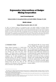 Image of publication Ergonomics Interventions at Badger Mining Corporation
