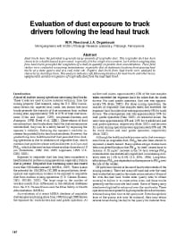 Image of publication Evaluation of Dust Exposure To Truck Drivers Following The Lead Haul Truck
