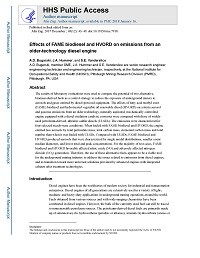 First page of Effects of FAME Biodiesel and HVORD on Emissions from an Older Technology Diesel Engine