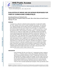 Image shows first page of Evaluation of Smoke and Gas Sensor Responses for Fires of Common Mine Combustibles
