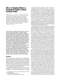 Image of publication Effects of Sampling Artifacts on Occupational Samples of Diesel Particulate Matter
