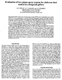 Image of publication Evaluation of Two-Phase Spray System for Airborne Dust Control in a Longwall Gallery