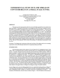 Image of publication Experimental Study of Flame Spread on Conveyor Belts in a Small-scale Tunnel