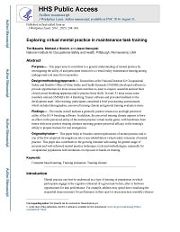 Cover page for Exploring Virtual Mental Practice in Maintenance Task Training