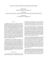 Image of publication Field Evaluation of Mobile Roof Support Technologies