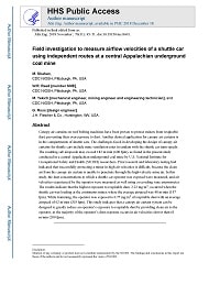 First page of Field Investigation to Measure Airflow Velocities of a Shuttle Car Using Independent Routes at a Central Appalachian Underground Coal Mine