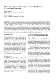 Image of publication Historical Development of Technologies for Controlling Methane in Underground Coal Mines