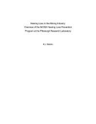 Image of publication Hearing Loss in the Mining Industry: Overview of the NIOSH Hearing Loss Prevention Program at the Pittsburgh Research Laboratory