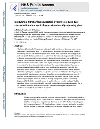 Cover page for Instituting a Filtration/Pressurization System to Reduce Dust Concentrations in a Control Room at a Mineral Processing Plant.