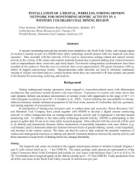 Image of publication Installation of a Digital, Wireless, Strong-Motion Network for Monitoring Seismic Activity in a Western Colorado Coal Mining Region