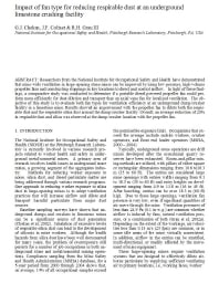 Image of publication Impact of Fan Type for Reducing Respirable Dust at an Underground Limestone Crushing Facility