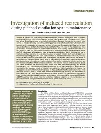 Cover page for Investigation of induced recirculation during planned ventilation system maintenance