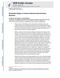 First page of Mineworker Fatigue: A Review of What We Know and Future Decisions