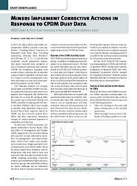 First page of Miners Implement Corrective Actions in Response to CPDM Dust Data