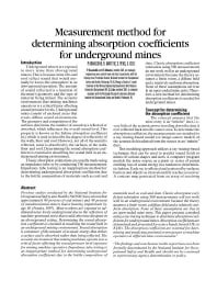 Image of publication Measurement Method for Determining Absorption Coefficients for Underground Mines