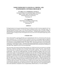 Image of publication Noise Exposure in Longwall Mining and Engineering Controls Research