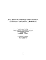 Image of publication Physical Limitations and Musculoskeletal Complaints Associated With Work in Unusual or Restricted Postures: A Literature Review