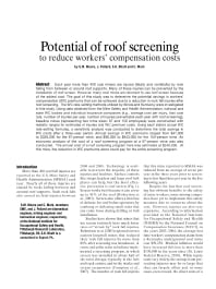Image of publication Potential of Roof Screening to Reduce Workers? Compensation Cost