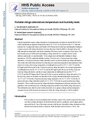 First page of Portable Refuge Alternatives Temperature and Humidity Tests