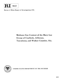 Image of publication Methane Gas Content of the Mary Lee Group of Coalbeds, Jefferson, Tuscaloosa, and Walker Counties, Ala.