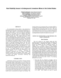 Image of publication Roof Stability Issues in Underground Limestone Mines in the United States