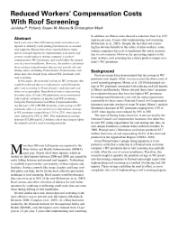 Image of publication Reduced Workers? Compensation Costs With Roof Screening