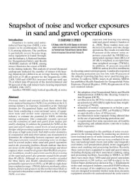 Image of publication Snapshot of Noise and Worker Exposures in Sand and Gravel Operations