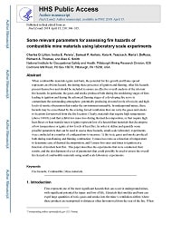 Cover image for Some Relevant Parameters for Assessing Fire Hazards of Combustible Mine Materials Using Laboratory Scale Experiments