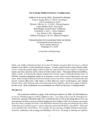 Image of publication The Evolving Mining Workforce: Training Issues