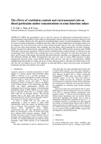 Image of publication The Effects of Ventilation Controls and Environmental Cabs on Diesel Particulate Matter Concentrations in Some Limestone Mines