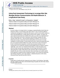 Cover page for Using Dust Assessment Technology to Leverage Mine Site Manager-Worker Communication and Health Behavior: A Longitudinal Case Study