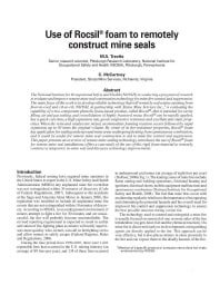 Image of publication Use of Rocsil? Foam to Remotely Construct Mine Seals