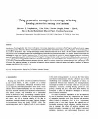 Image of publication Using Persuasive Messages to Encourage Voluntary Hearing Protection Among Coal Miners