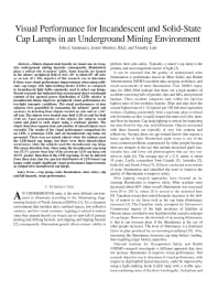 Image of publication Visual Performance for Incandescent and Solid-State Cap Lamps in an Underground Mining Environment