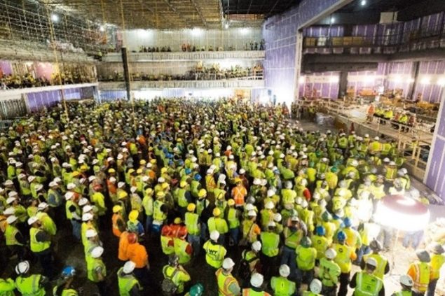 stand-down-soon-2 Construction workers gather in large warehouse for Stand-Down presentation
