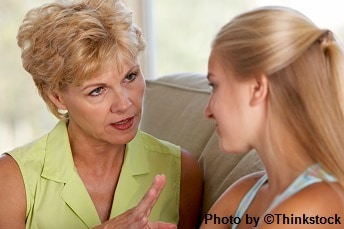 --no title-- A mother talking to her younger daughter