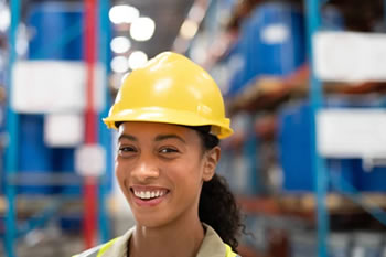 Person wearing a hard hard