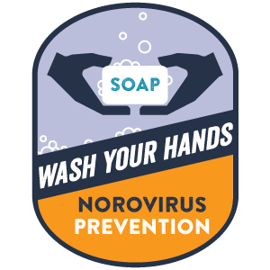 prevent-wash-hands-badge hands holding soap, wash your hands, norovirus prevention badge