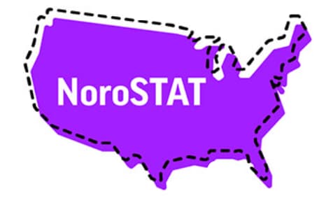 USA map with NoroSTAT text overlay.