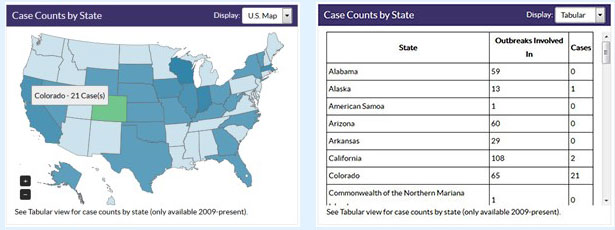 case-counts Case counts by state.