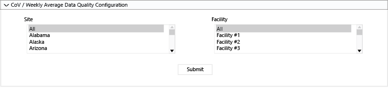 type-op-quality-config-800 COV Weekly Average DQ Data table selections