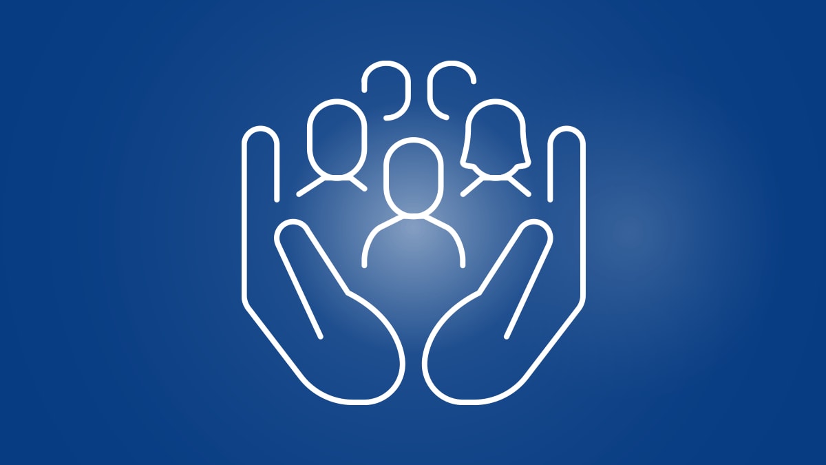 Icon of hands holding people
