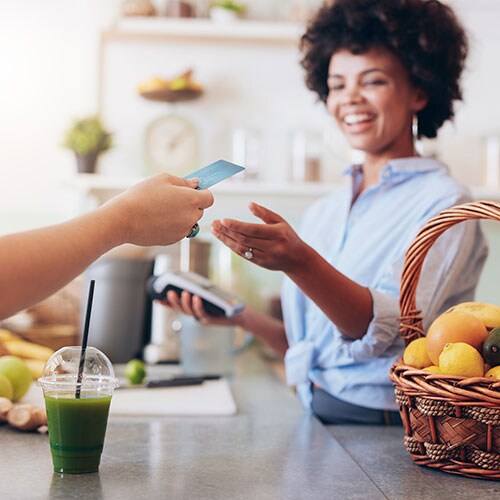 A cashier accepting a payment