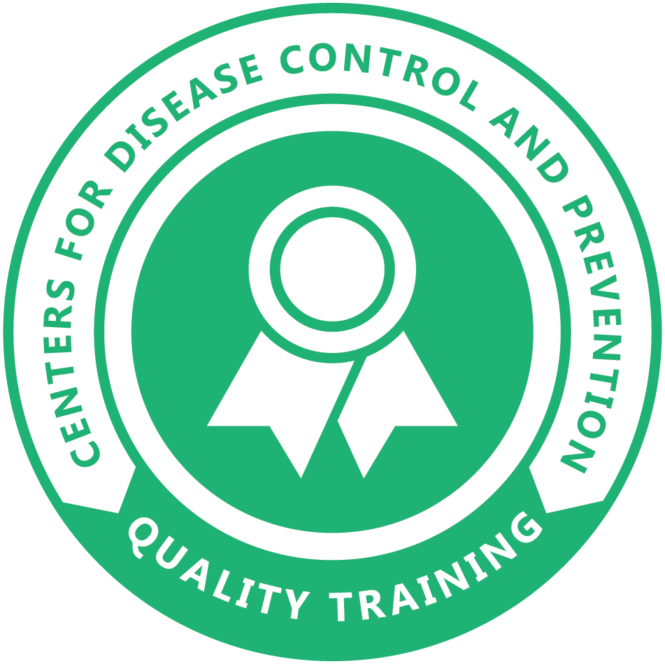 Training Standard Badge Green and white Centers for Disease Control and Prevention Quality Training Badge Logo