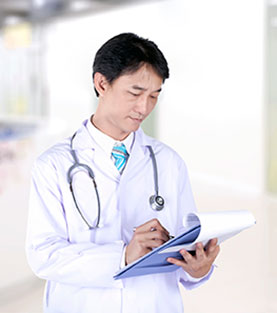 Clinician reviewing charts